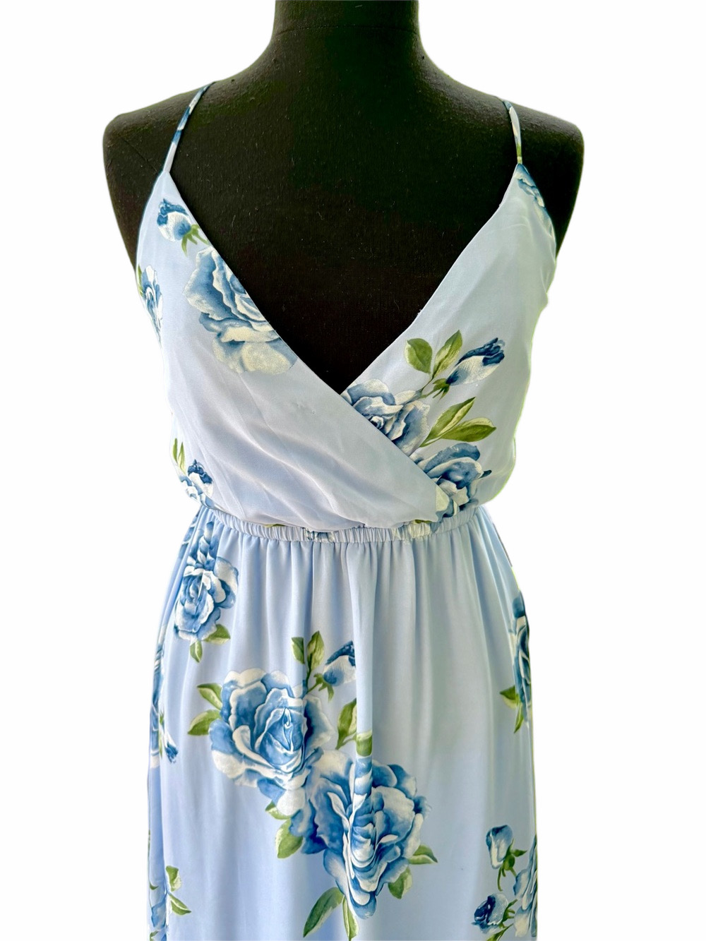 Lulu’s Kind And Loving Light Blue Floral Backless Maxi Dress Size Small - Picture 3 of 15